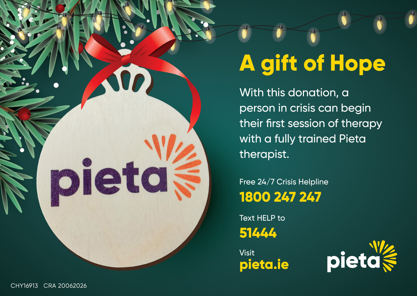 A Pieta Christmas tree Decoration - funding a first Session in Therapy Journey