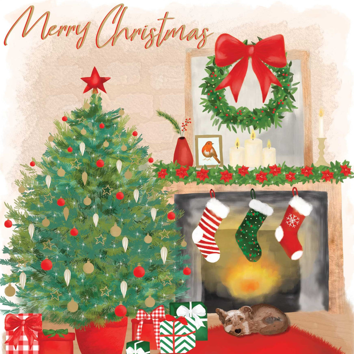 Fireside & Puppy Christmas Cards – Pack of 16