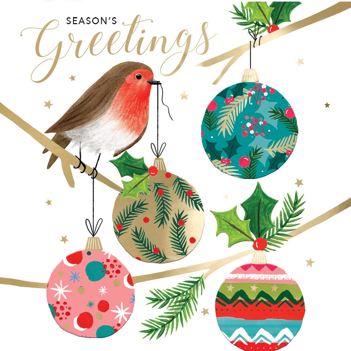 Robin Baubles & Robin Tree Christmas Cards – Pack of 16